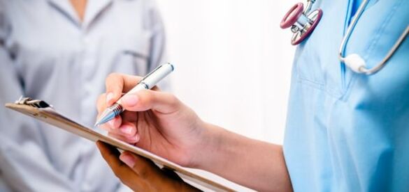 the doctor prescribes treatment for back pain